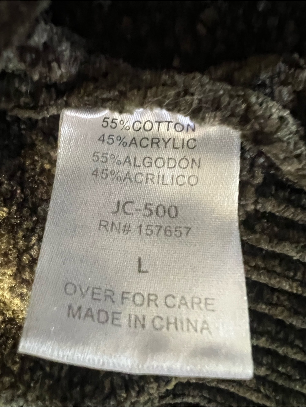 Cropped Chenille Crewneck Sweater in Olive - Picture 4 of 7